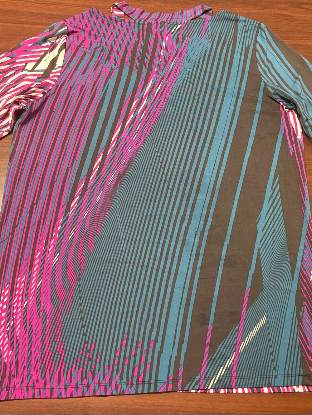 Dana-Montane V-Neck Long Sleeve Top in Teal and Purple Print - Picture 7 of 10